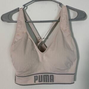 Puma sz‎ 34B pink gray adjustable strap sports bra